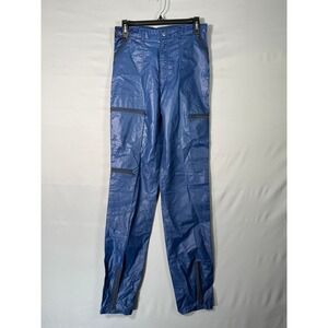 RIGOLLETTO Blue Nylon Cargo Pants Zipper Pockets Lightweight 29x35 (Act 28x34.5)